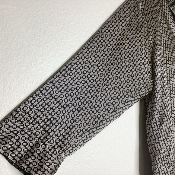 Neiman Marcus Vtg Silk Shirt Oversized Black Tan M - Picture 4 of 9